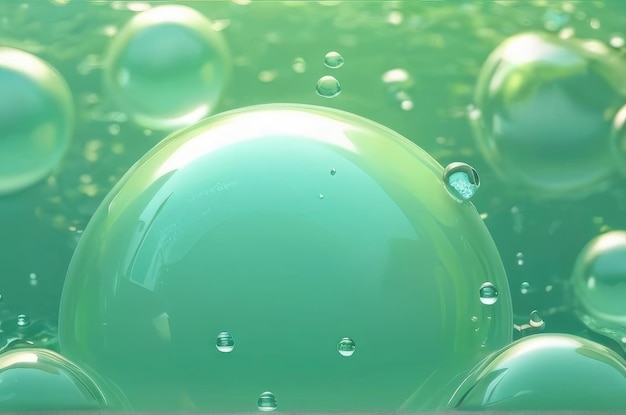 Foto burbujas de aire de belleza serena en el concepto de cuidado de la piel greenpink suave