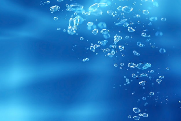 Burbujas de aire bajo el fondo de la naturaleza del agua