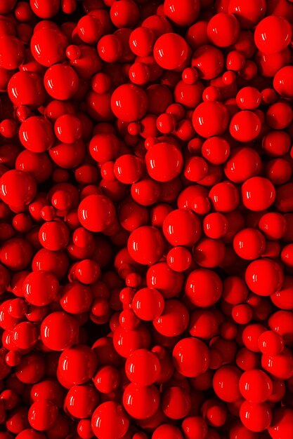 Burbujas de chicle 3D Bolas que rebotan dinámicas Anuncio de fondo rojo brillante Plantilla creativa