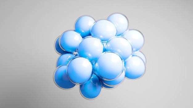 Burbujas de color azul flotando contra un fondo gris