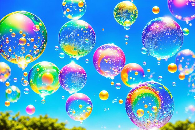 Burbujas de colores en el aire