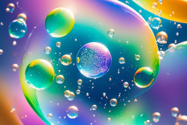 Foto burbujas de colores en el aire