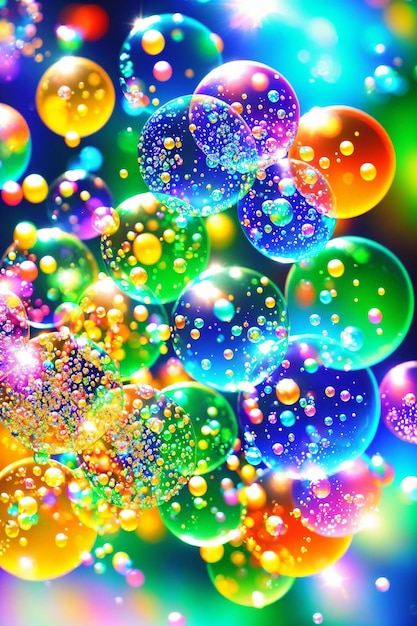 Foto burbujas de colores en el aire