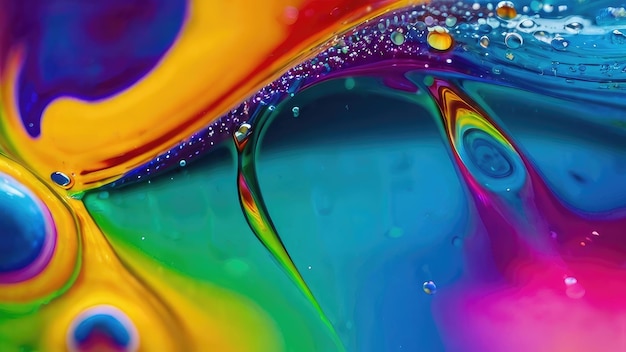 burbujas coloridas están siendo rociadas con agua y los colores del arco iris