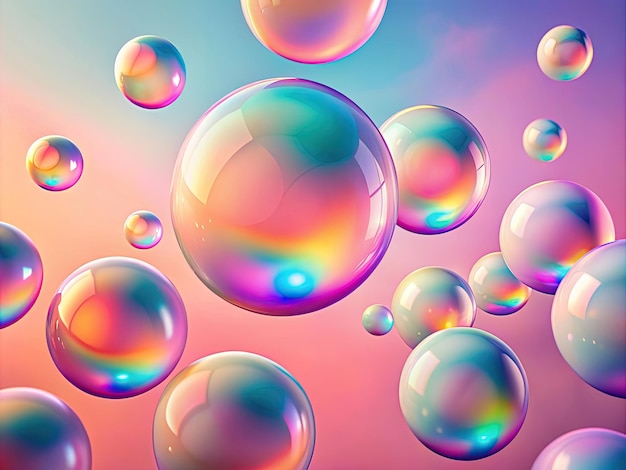 las burbujas están flotando en un fondo colorido con colores del arco iris
