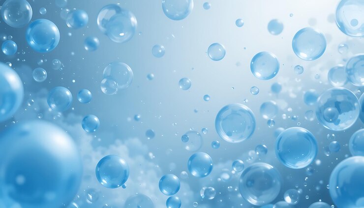 Burbujas flotantes en un cielo azul