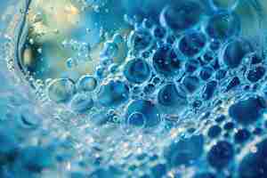 Foto burbujas en gel azul abstracto
