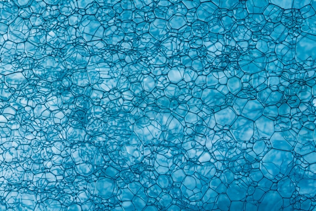 Burbujas de jabón azules Abstracto Macro Espuma de agua Fondo