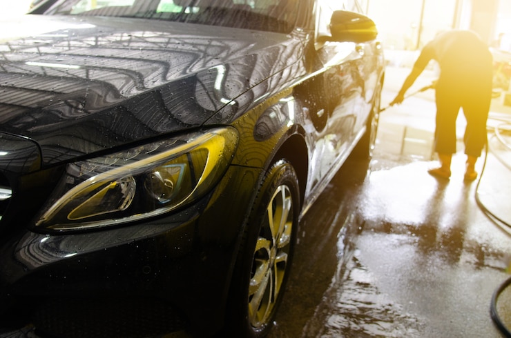 Foto burbujas de lavado de automóviles