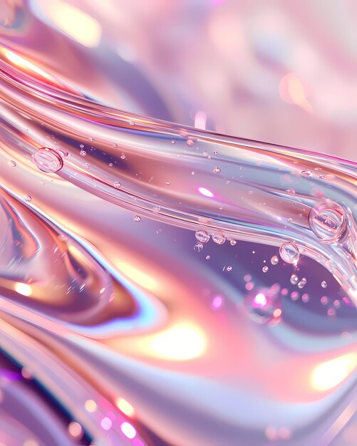 Burbujas de metal líquido fondo abstracto con colores suaves de neón estandarte de diseño de onda