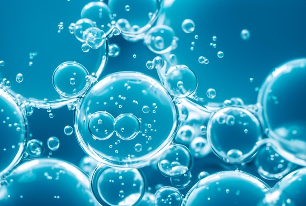 Burbujas en un recipiente azul
