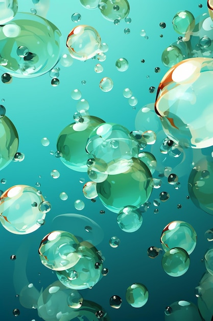 Burbujas submarinas patrón de fondo vector verde y azul AI generativo