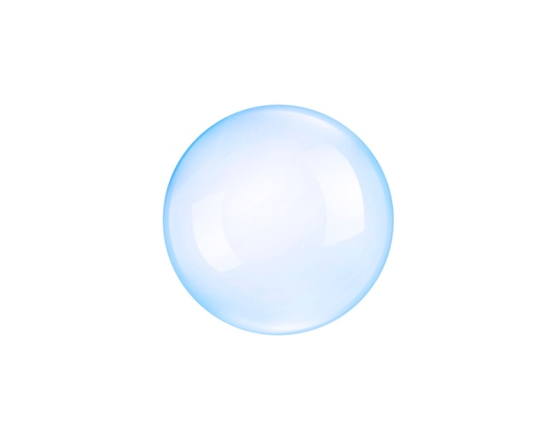 Burbujas transparentes de jabón o agua sobre un fondo blanco
