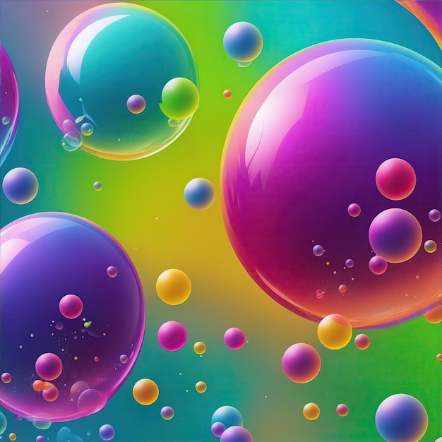 Foto burbujas voladoras en un fondo abstracto de colores