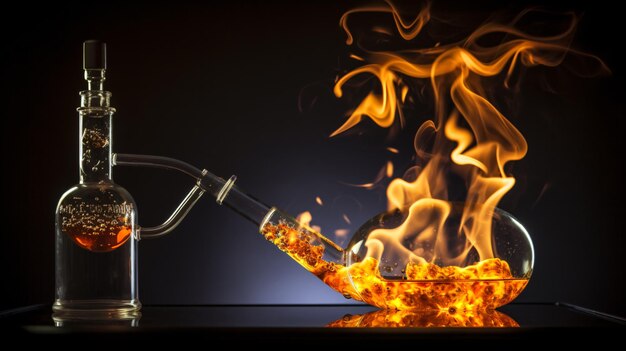 Burette in Flamme Dampf Konzept der medizinischen Forschung