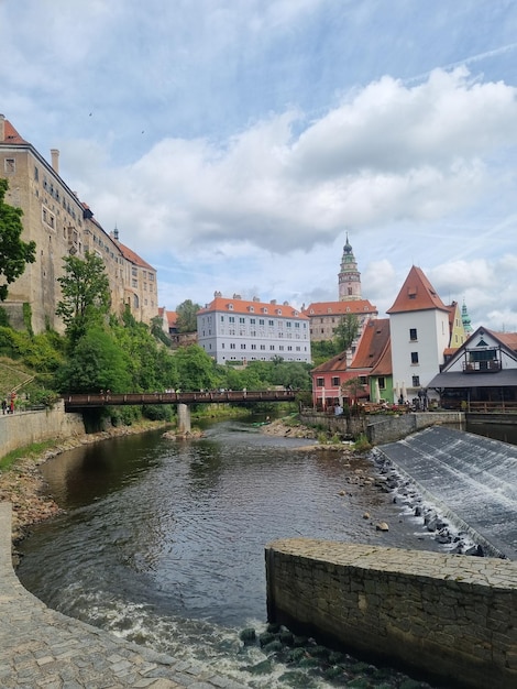 Burg Cesky Krumlov und Moldau Tschechische Republik Ceska Republika Böhmen