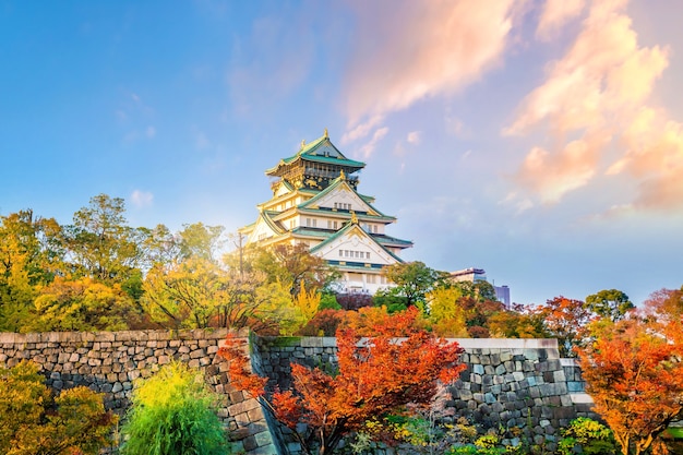 Burg von Osaka in Osaka, Japan im Herbst