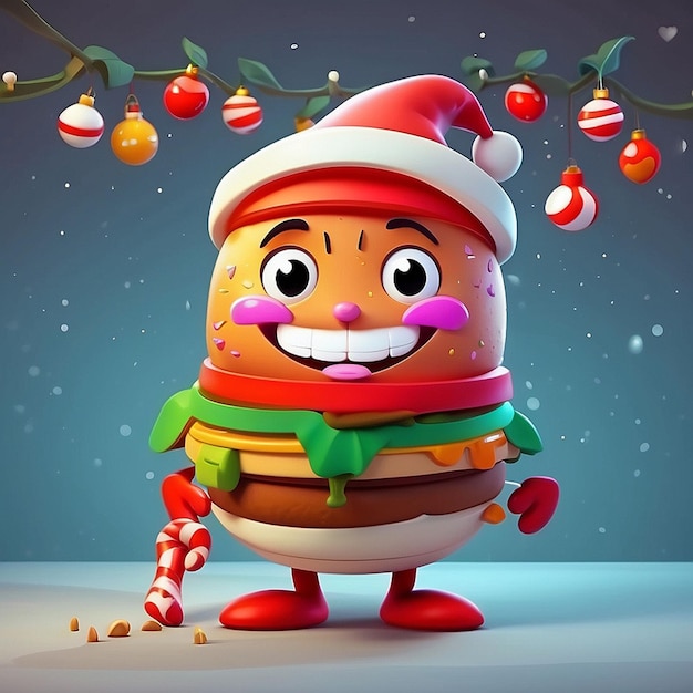 Burger 3D e personagens de Natal