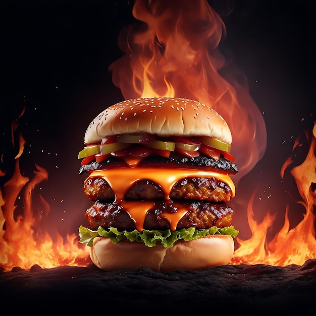 Burger auf dem Feuer