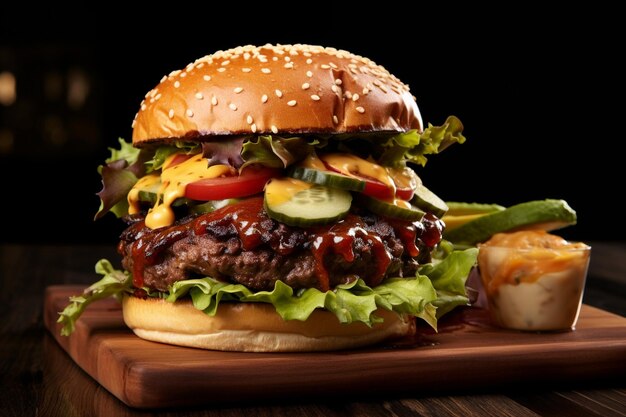 Foto burger australiano grelhado com sabor a fumo