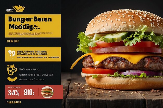 Foto burger bener média social post design templetbener alimentação