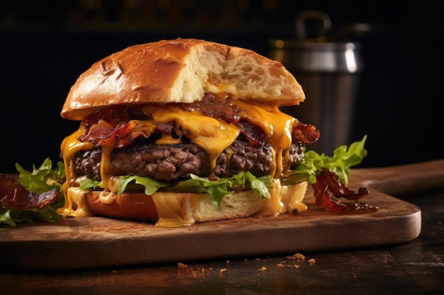 Burger Bliss gourmet con queso Cheddar derretido