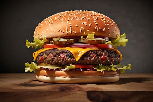 Burger Bliss Uma viagem culinária por meio de imagens deliciosas com fundo de estopa