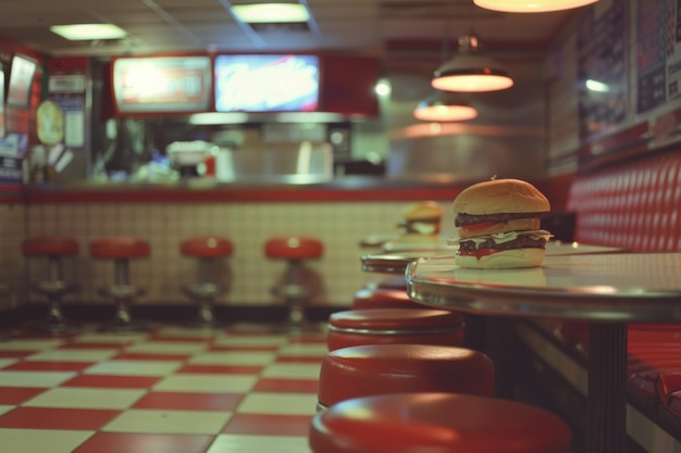 Foto burger café oferecendo deliciosos hambúrgueres gourmet batatas fritas e shakes