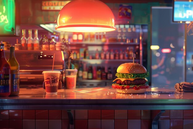 Burger cafe que ofrece deliciosas hamburguesas gourmet, papas fritas y batidos