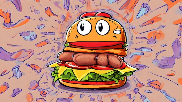 Burger-Cartoon-Tapete und Hintergrund sehr cool