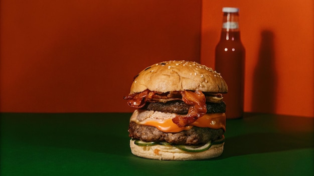 Burger Closeup köstliche Fast-Food-Fotografie in 4K-HD-Qualität