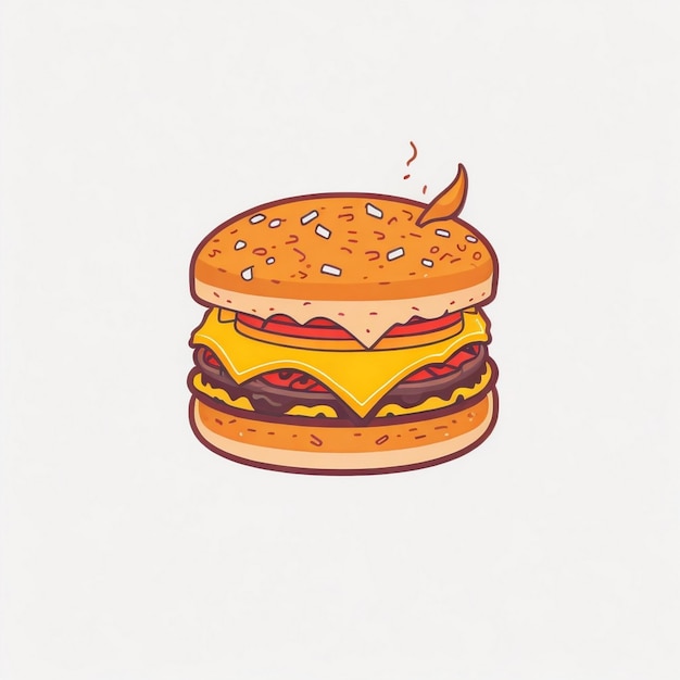 Foto burger com queijo com fogo desenho animado ícone vetorial ilustração ícone de objeto de comida conceito ai generativo