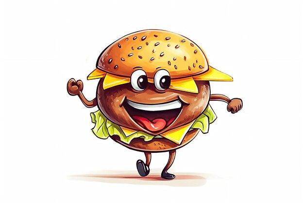 Foto burger de desenho animado com sorriso bonito imagem gerada por ia