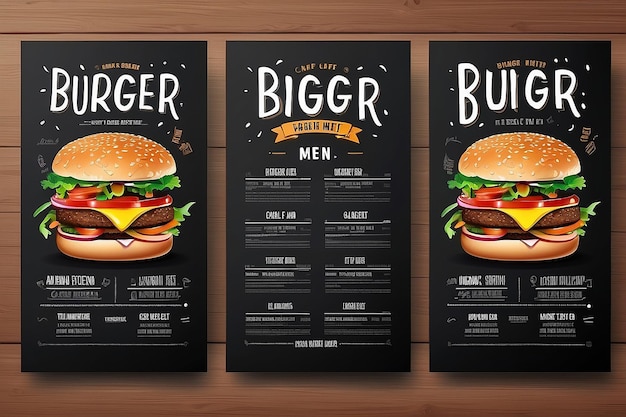 Foto burger flyer design modelo de culinária menu de café e restaurante