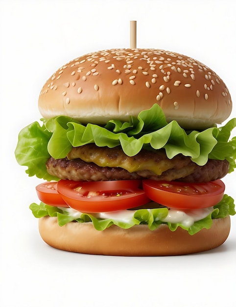 Foto burger fresco e saboroso isolado em um fundo branco