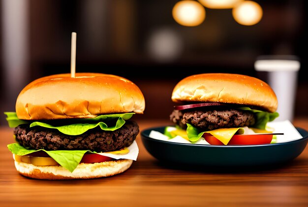 Foto burger iluminación atmósfera detalle calidad 8k simetría