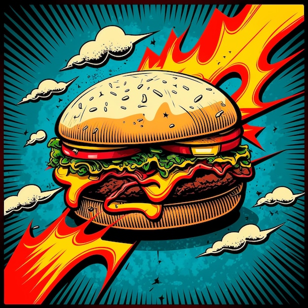 Burger imagen dibujo arte retro