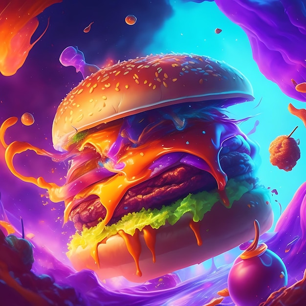 Burger leckeres Essen Astral Escape Splash