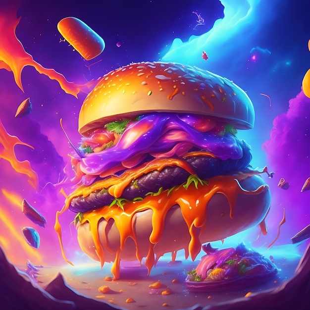 Burger leckeres Essen Astral Escape Splash