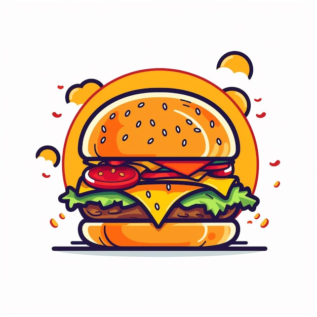 Burger-Logo-Vektor flacher weißer Hintergrund