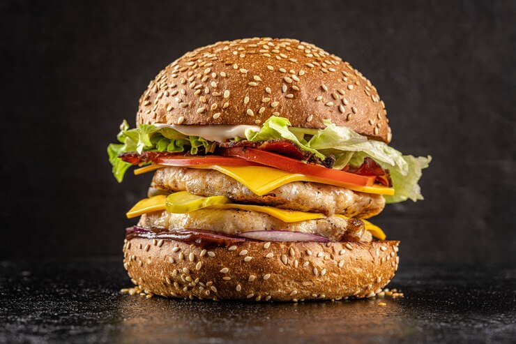 Burger mit doppeltem Hühnerschnitzel