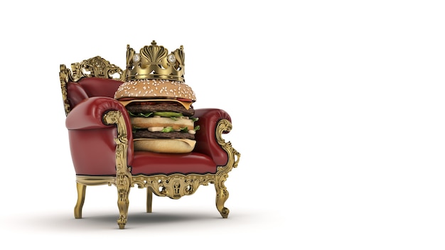 Burger mit Krone 3D-Rendering