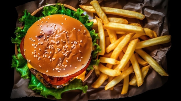 Burger mit Pommes