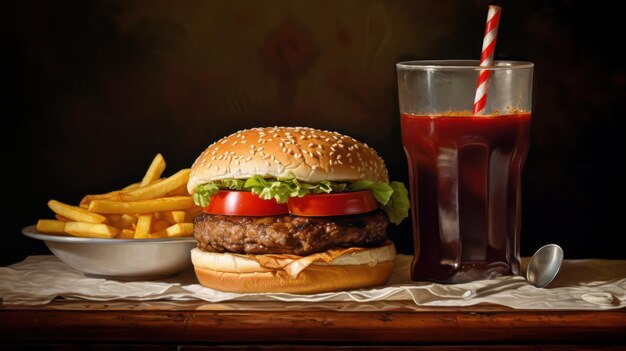 Burger mit Pommes