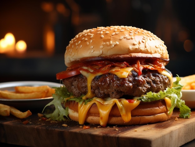 Foto burger mit salat, käse und tomaten