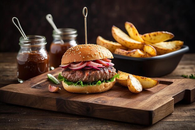 Burger mit verschwommenem Hintergrund