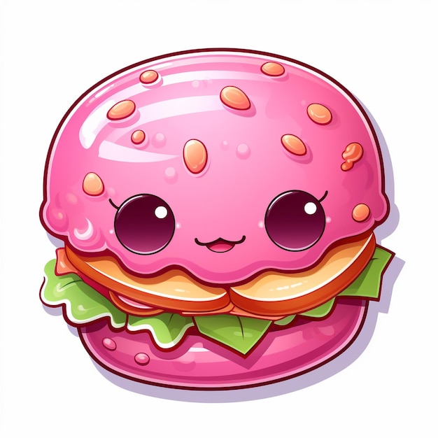 Foto burger de queso rosado yummy burger ilustración de personajes de dibujos animados