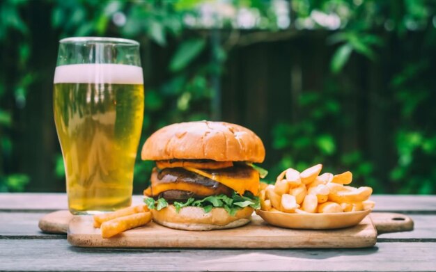 Foto burger und bier garten einstellung