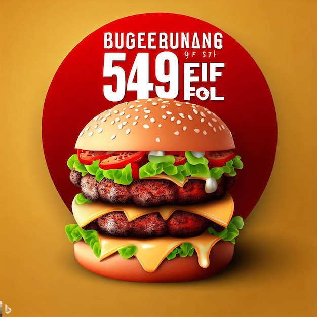 Burger-Verkaufsplakat und kostenloses Bild mit buntem Hintergrund