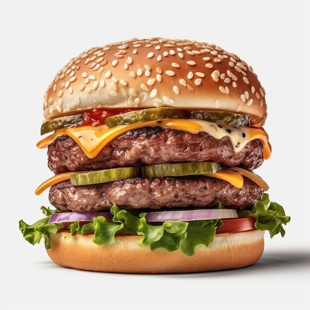 Foto burgers ilustración fotorrealista hiper detallada de muy alta calidad generada por ia